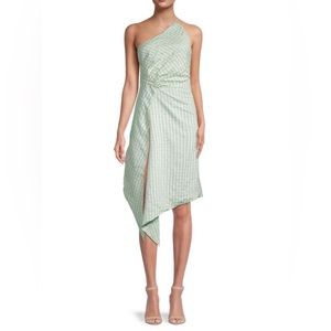 Asymmetric light green One Shoulder Dress